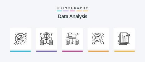 Data Analysis Line 5 Icon Pack Including server. folder. seo. data. seo. Creative Icons Design vector