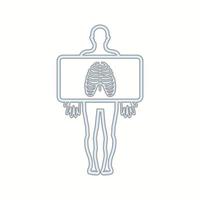 Chest X ray vector line icon