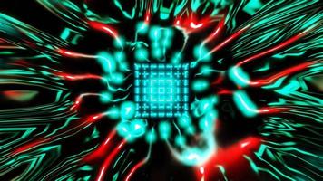 accelerating cube in colorful sci-fi tunnel vj loop abstract template background video