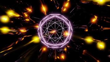 estrellas energía disco ciber bola en oscuro, abstracto vj loop fondo templete. material de archivo 4k de alta calidad video