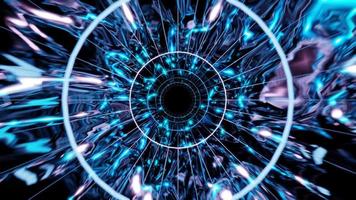 blauw kosmisch cyber tunnel Aan ruimte abstract achtergrond vj lus sjabloon. hoog kwaliteit 4k beeldmateriaal video