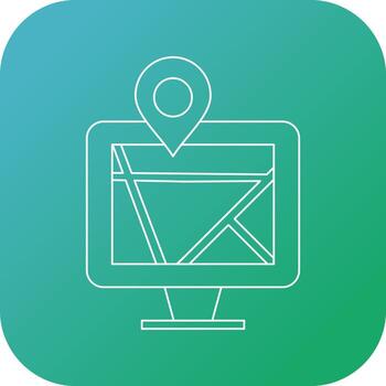 Maps on computer line icon vector