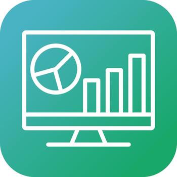 hermoso gráfico en el icono de línea de vector de computadora