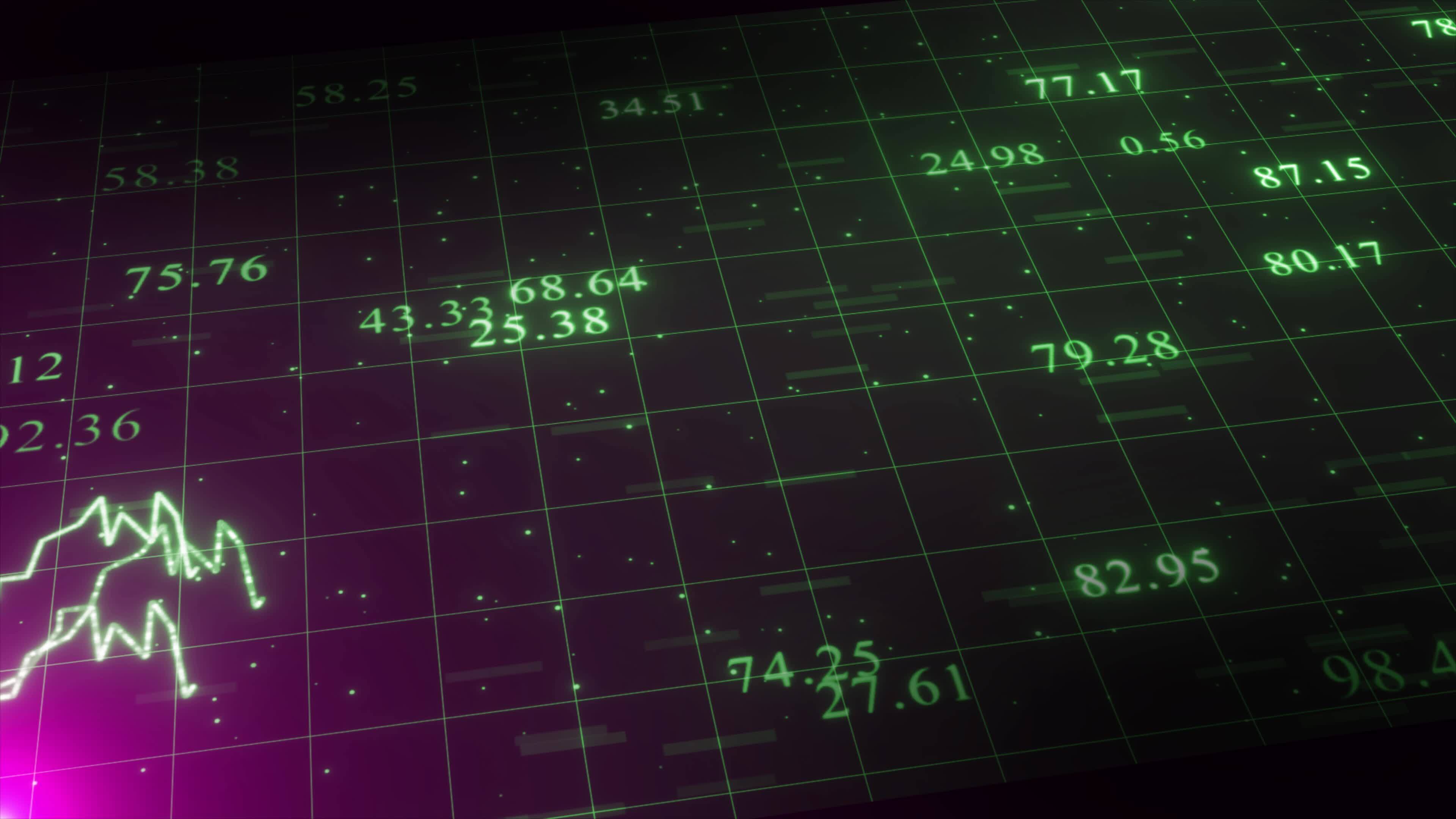 Stock Chart With Number Animation Background, Stock Market Analysis