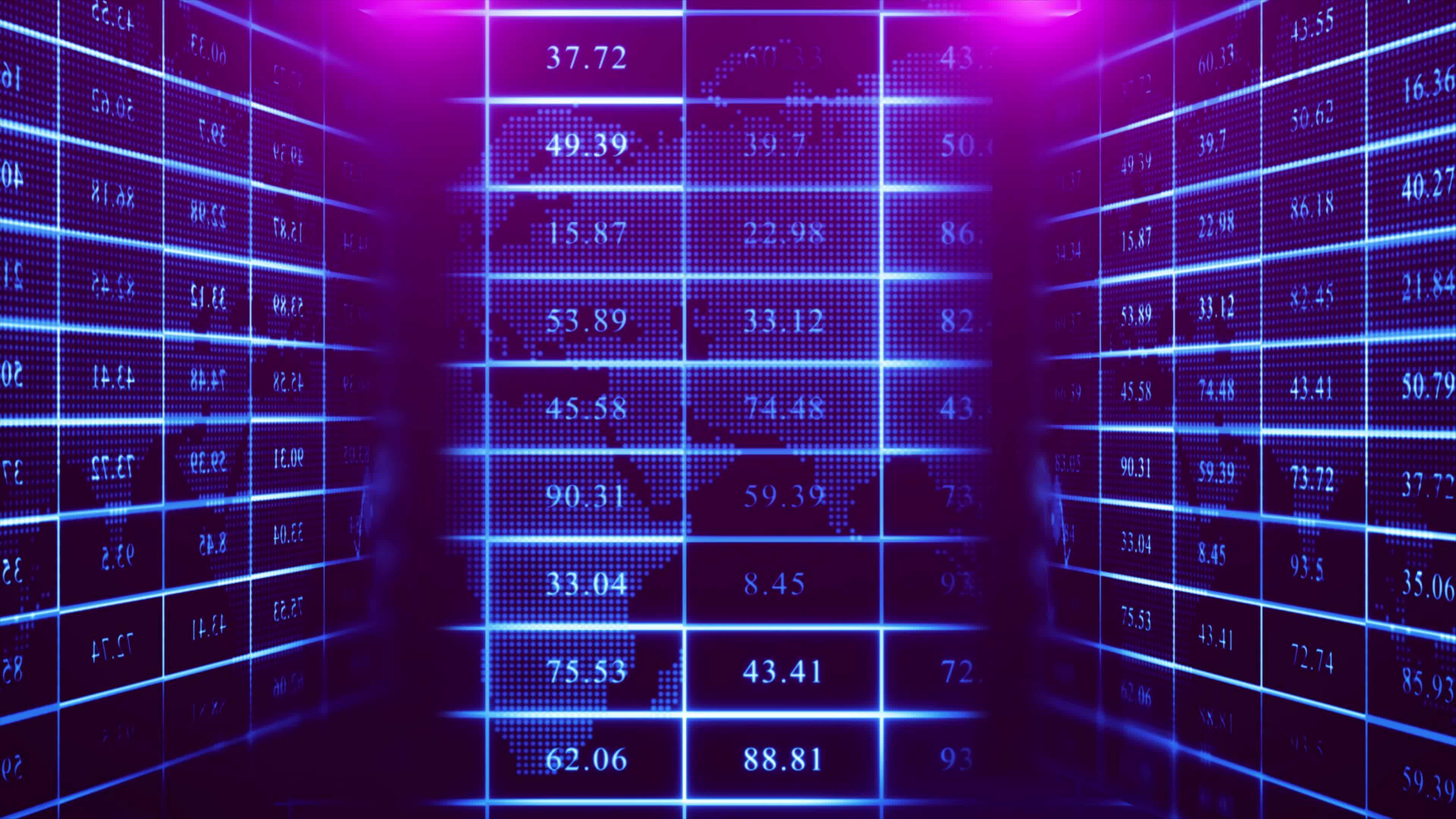 Stock Chart With Number Animation Background, Stock Market Analysis 