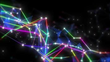 Glowing Plexus Network Connection Moving On Black Background. Digital Technology Network Background. Futuristic High Tech Network Background. Abstract Plexus Dot Moving On Black Bg, Polygonal Network video