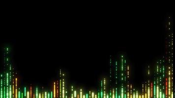 Colorful Glowing Music Equalizer Animation On Black Background. Audio Spectrum Music Background. Loop Animation Of Equalizer, Multicolored Sound Equalizer Animation Nightclub And Disco Background video