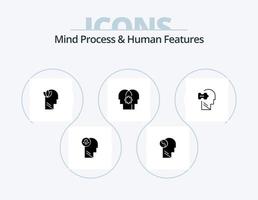 Mind Process And Human Features Glyph Icon Pack 5 Icon Design. logic. mind. mind. control. head vector