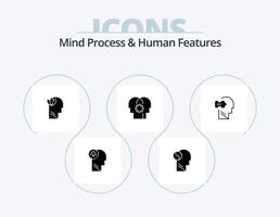 Mind Process And Human Features Glyph Icon Pack 5 Icon Design. logic. mind. mind. control. head vector