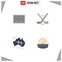 Pack of 4 Modern Flat Icons Signs and Symbols for Web Print Media such as barcode map shopping sport travel Editable Vector Design Elements