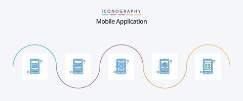 Mobile Application Blue 5 Icon Pack Including application. app. app. mobile. application vector