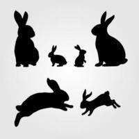 Rabbit And Bunny Silhoutte Vector