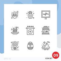 Pack of 9 Modern Outlines Signs and Symbols for Web Print Media such as install light heartbeat india candles Editable Vector Design Elements