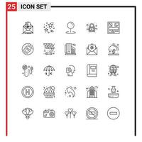 Modern Set of 25 Lines Pictograph of web design stare secure closed Editable Vector Design Elements