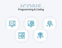 Programming And Coding Blue Icon Pack 5 Icon Design. development. coding. development. fix. development vector
