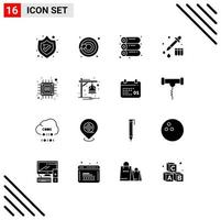 16 Creative Icons Modern Signs and Symbols of alarm smart printing future chip Editable Vector Design Elements