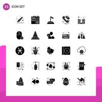 Pack of 25 Modern Solid Glyphs Signs and Symbols for Web Print Media such as speaker hardware golf computer talk Editable Vector Design Elements