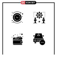 Set of 4 Commercial Solid Glyphs pack for backward atom reverse physics money Editable Vector Design Elements