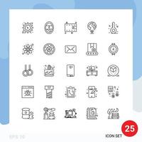 Set of 25 Modern UI Icons Symbols Signs for chamomile thermometer money summer globe Editable Vector Design Elements