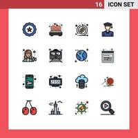 Pictogram Set of 16 Simple Flat Color Filled Lines of camera graduation romance education token Editable Creative Vector Design Elements