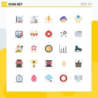 Universal Icon Symbols Group of 25 Modern Flat Colors of analysis hands down care music Editable Vector Design Elements