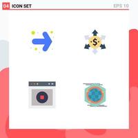 Mobile Interface Flat Icon Set of 4 Pictograms of arrow web dollar stop globe Editable Vector Design Elements