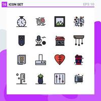 Universal Icon Symbols Group of 16 Modern Flat Color Filled Lines of insignia mail frame love box Editable Creative Vector Design Elements