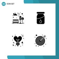 Set of 4 Commercial Solid Glyphs pack for bench stars tree drug arrow Editable Vector Design Elements