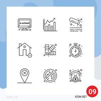 9 Outline concept for Websites Mobile and Apps minus estate chart delete tube Editable Vector Design Elements