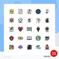 25 iconos creativos, signos y símbolos modernos de la naturaleza, nube, lluvia, lista de verificación, plan redondo, elementos de diseño vectorial editables vector