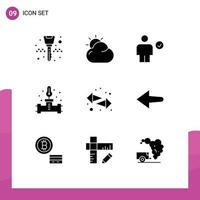 Modern Set of 9 Solid Glyphs Pictograph of arrows plumbing avatar plumber done Editable Vector Design Elements