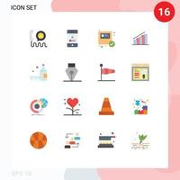 Modern Set of 16 Flat Colors and symbols such as analysis progress smartphone chart package Editable Pack of Creative Vector Design Elements