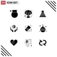 Stock Vector Icon Pack of 9 Line Signs and Symbols for delete gear observation cog game Editable Vector Design Elements