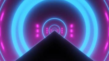 Abstract glowing neon retro tunnel round bright shiny multicolored beautiful. Abstract background. Video in high quality 4k, motion design