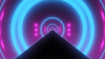 abstrakt leuchtend neon retro tunnel rund hell glänzend mehrfarbig schön. abstrakter Hintergrund. Video in hoher Qualität 4k, Motion Design