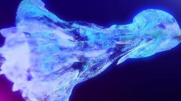 abstrakte Flüssigkeitsexplosion schillernd blau leuchtende Energie magische Wellen mit Unschärfeeffekt in flüssigem Wasser auf dunkelblauem Hintergrund. abstrakter Hintergrund. Video in hoher Qualität 4k, Motion Design