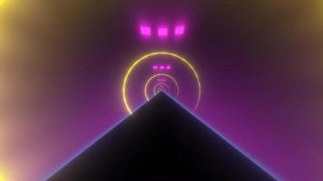 abstrakt lysande neon retro tunnel runda ljus skinande flerfärgad skön. abstrakt bakgrund. video i hög kvalitet 4k, rörelse design