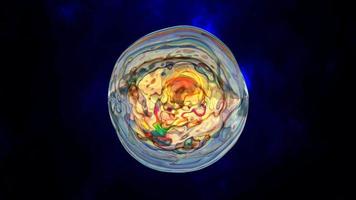 Abstract round sphere liquid iridescent soap bubble futuristic, abstract background. Video 4k, motion design