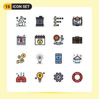 Set of 16 Modern UI Icons Symbols Signs for access buffer business layers arrange Editable Creative Vector Design Elements