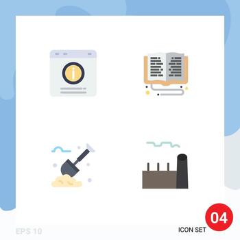 conjunto de pictogramas de 4 iconos planos simples de burbuja en línea estudio ayuda biblioteca jardinería elementos de diseño vectorial editables vector