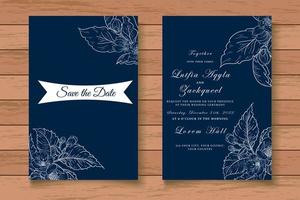 Elegant Hand Drawing Floral Wedding Invitation Card vector