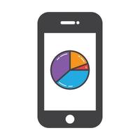 Mobile phone with infographic chart diagram vector illustration.