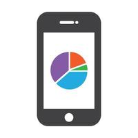 Mobile phone with infographic chart diagram vector illustration.