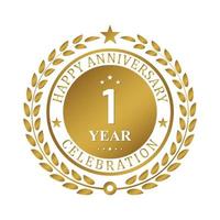 Gold wreath anniversary. Happy anniversary 1 year celebration. vector