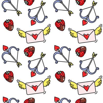 St Valentines Day Set Of Valentines Stickers Clip Art With A Love Letter  Popcorn Lollipop Heart And Strawberry Handdrawn Vectors Stock Illustration  - Download Image Now - iStock