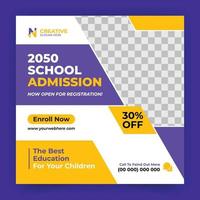 Education Banner for Kids School Admission. school university education social media post and web banner template, trendy back to school and online class promotion template vector