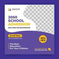 Education Banner for Kids School Admission. school university education social media post and web banner template, trendy back to school and online class promotion template vector