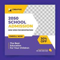 Education Banner for Kids School Admission. school university education social media post and web banner template, trendy back to school and online class promotion template vector