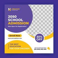 Education Banner for Kids School Admission. school university education social media post and web banner template, trendy back to school and online class promotion template vector