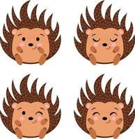 Set of four cute hedgehogs vector